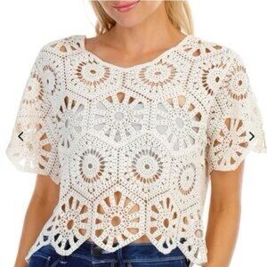 Rebellion Crochet Crop Top Womens XS